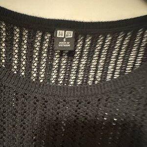 Uniqlo Black Open-Weave Crew Neck Sweater